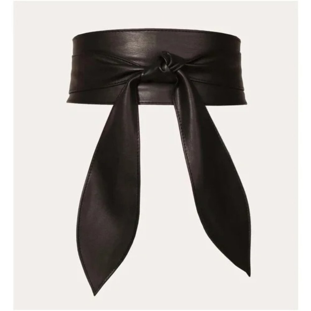 Black Vegan Leather Wrap Belt
